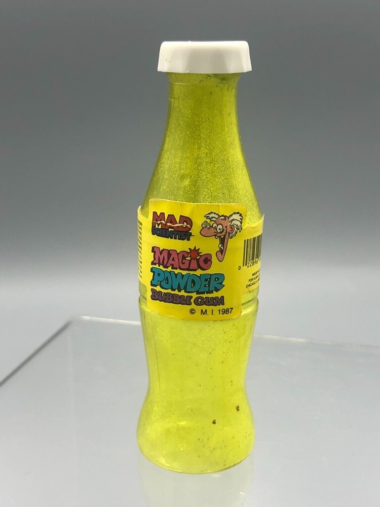 1987 MAD SCIENTIST MAGIC POWDER BUBBLE GUM Empty Bottle Candy Container Vintage