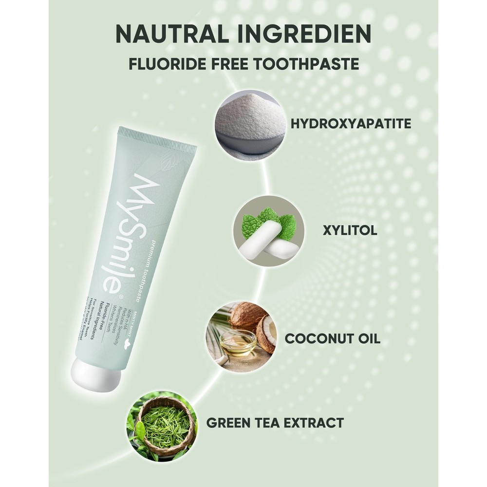 MySmile Nano Hydroxyapatite Toothpaste Fluoride Free Sensitive Relief Mint 4.2oz