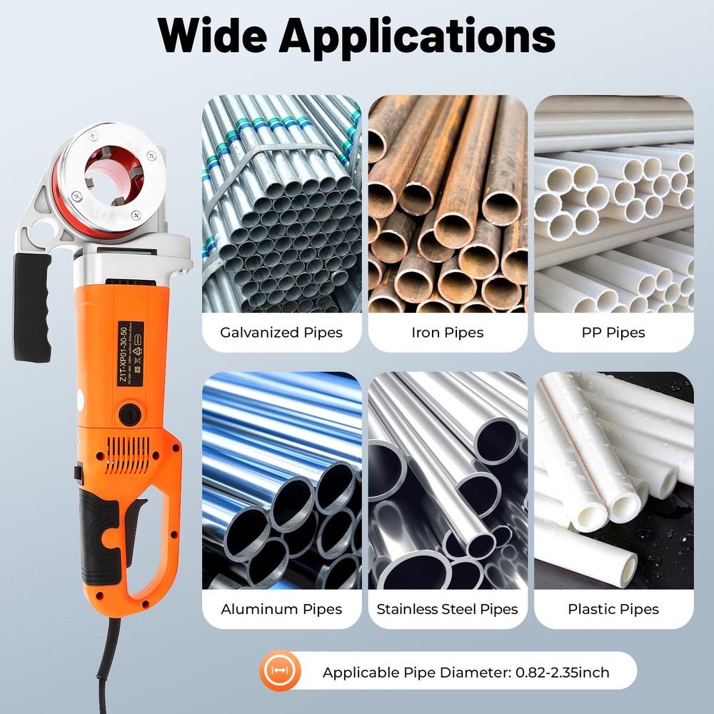 Handheld Electric Pipe Threader Threading Machine W/6 Pipe Cutter 1/2" - 2"