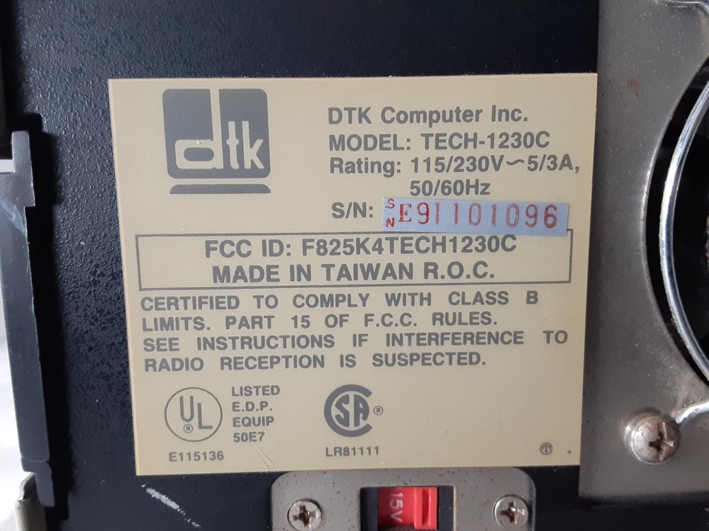 Vintage DTK Computer TECH-1230C Plus Hardcard II Retro Desktop PC - UNTESTED