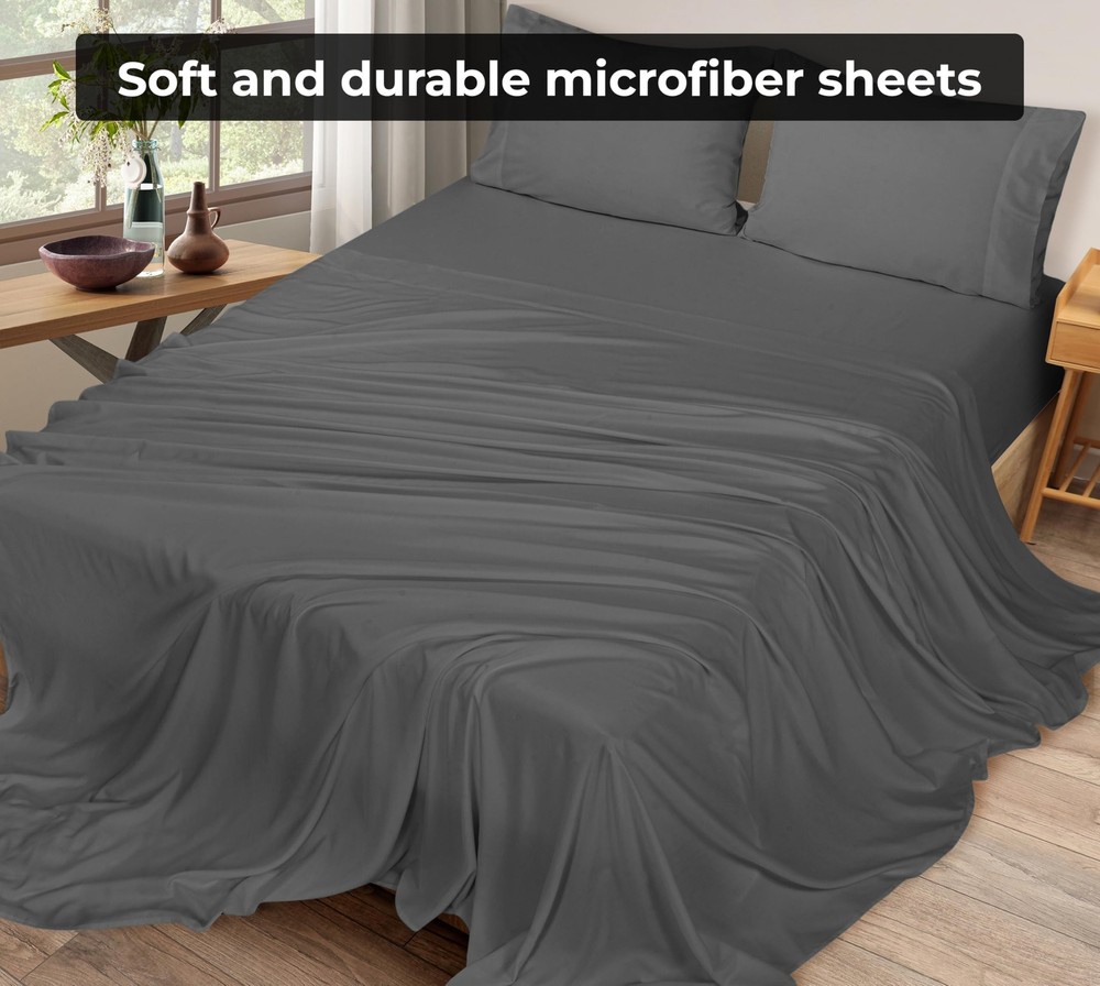 Royale Linens 6 Pack Bulk Flat Sheet Set - Top Sheets - Soft 1800 Microfiber ...