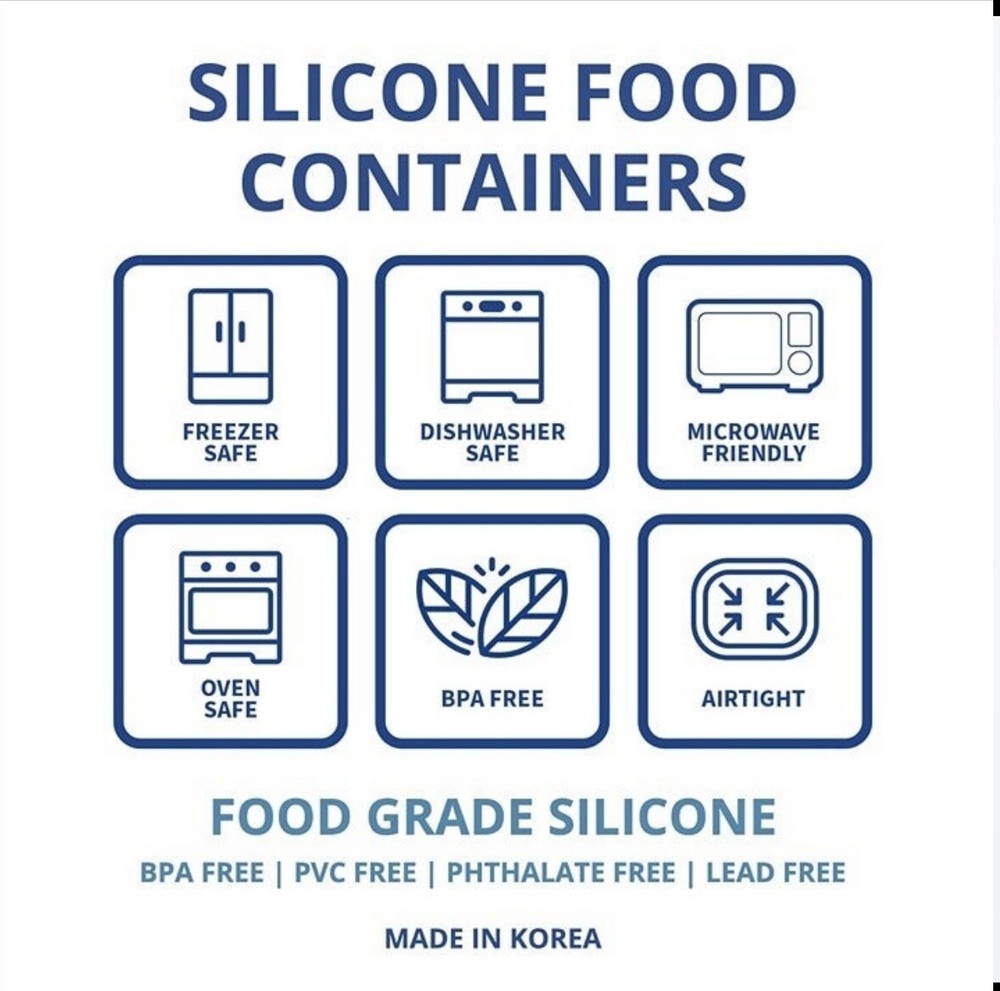 Blue Gingko Unbreakable Durable Silicone Food Storage Nesting Container Set