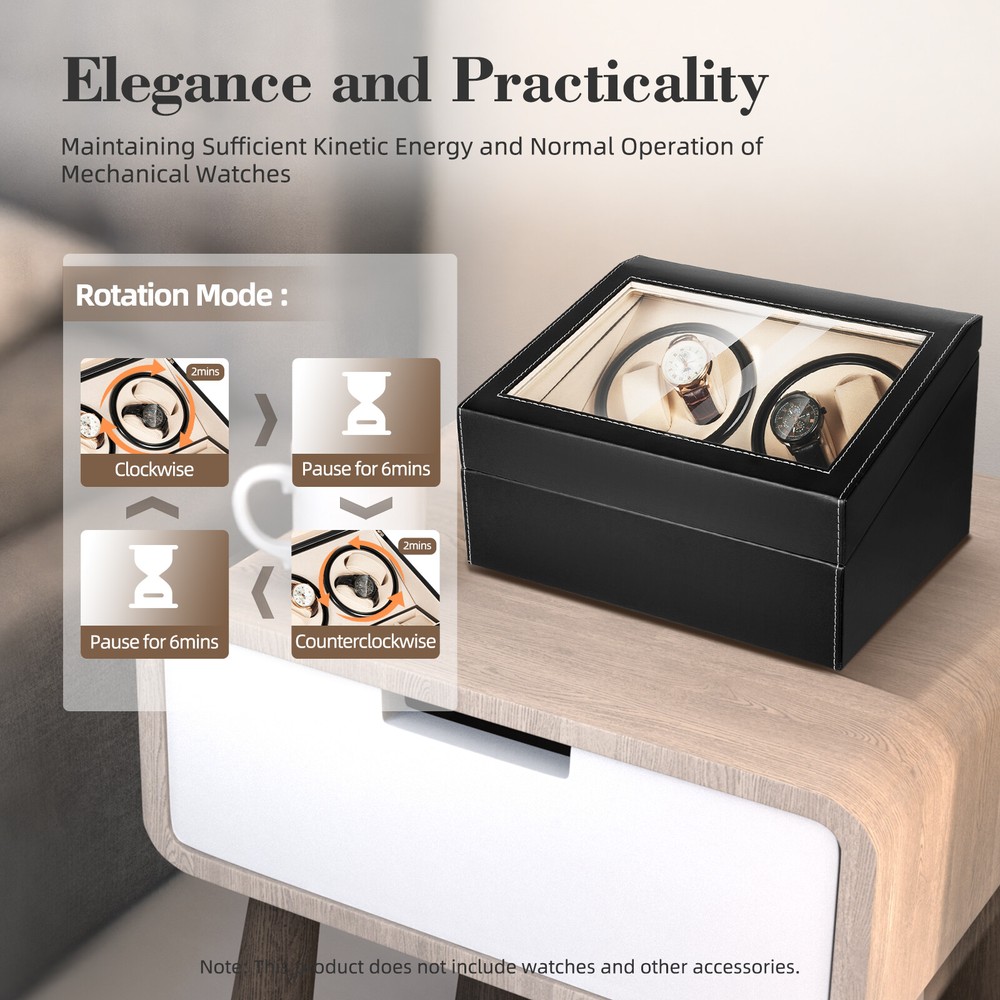 4+6 Luxury Automatic Rotation Watch Winder Box Leather Storage Display Case Gift