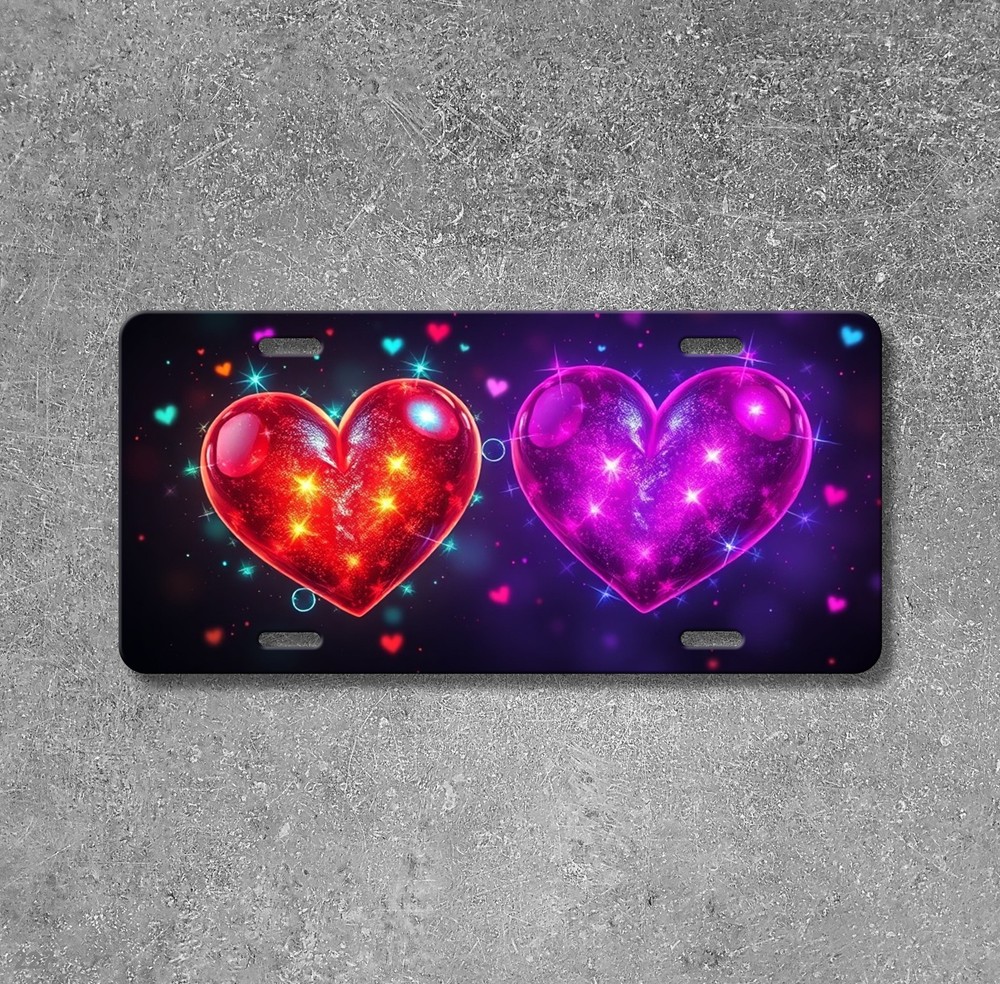 Premium Hearts License Plate Optional Text Decorative Plate Gift Idea