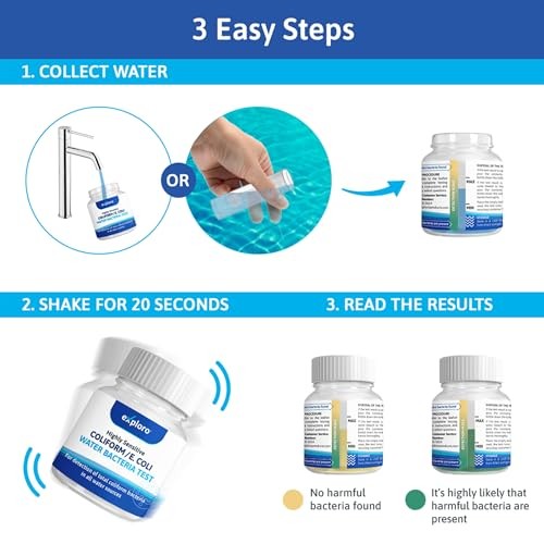 -Pack E Coli Water Test and Coliform Bacteria Water Test Kit, EPA Approved, 3