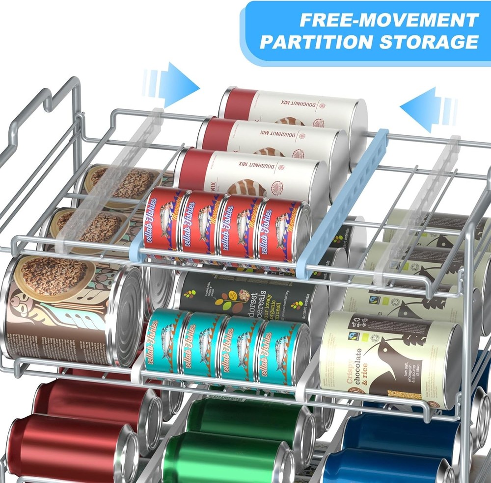 Stackable 4-Tier Can Rack Organizer for Kitchen and Pantry, Holds 48 Cans
