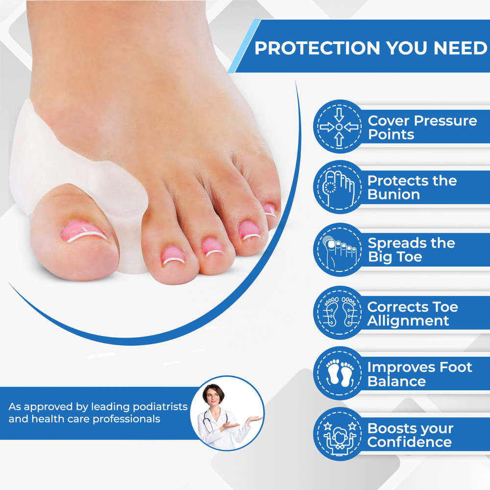 2 Gel Silicone Bunion Toe Corrector Straightener Protector Splint Pads Support