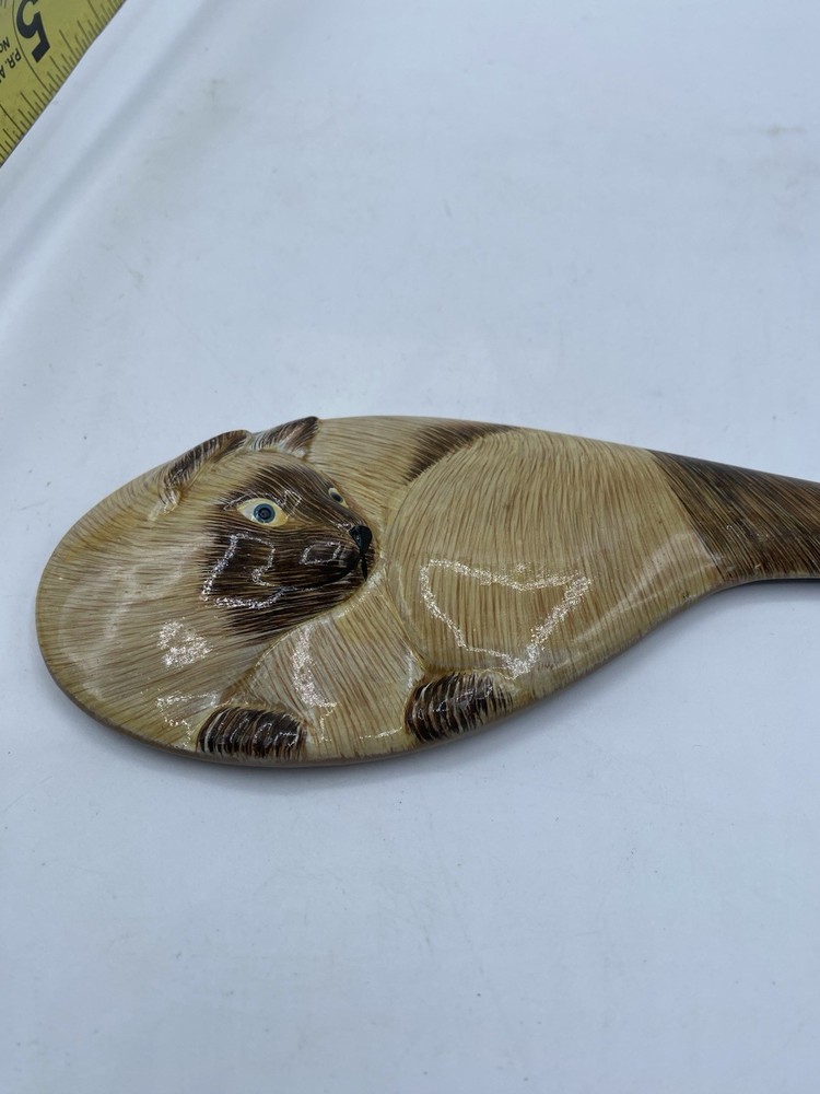 Hand Painted Handheld Mirror Siamese Cat Design 8”