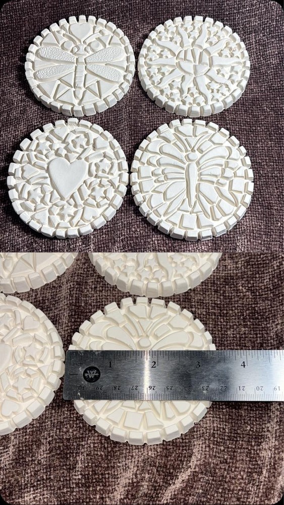 4 each Decorative Coasters Ceramic Bisque  Ready to Paint
