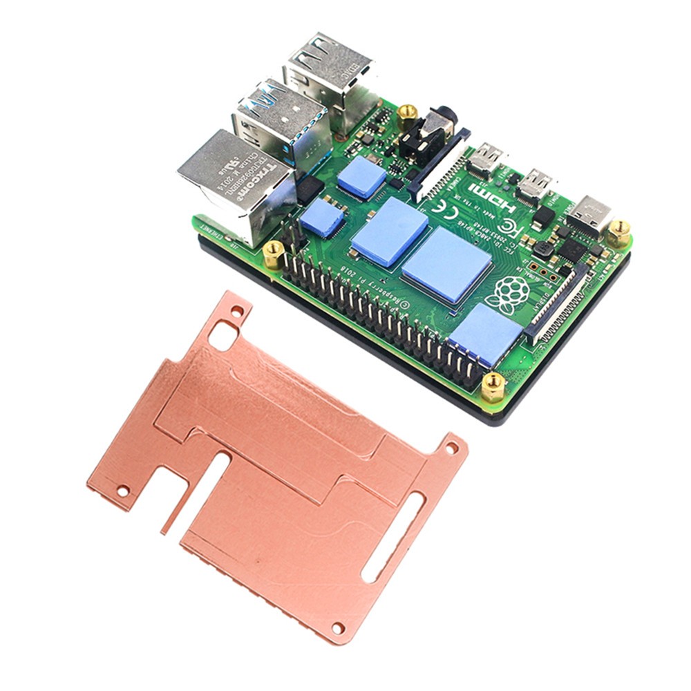 Thin Copper Heatsink Protection Passive Cooling Case Kit For Raspberry Pi 4B