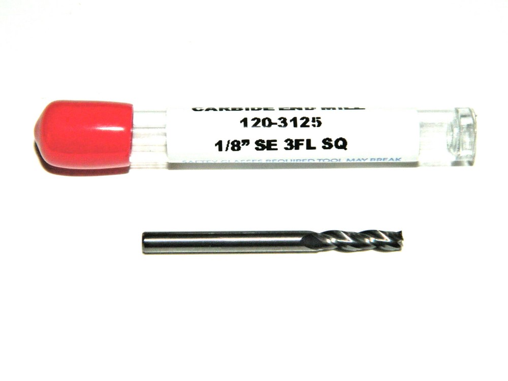 1/8" Solid Carbide END MILL 3 Flute Standard Length Square Made In USA HTC 120