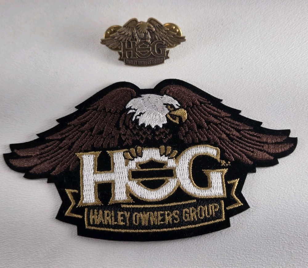 HARLEY DAVIDSON HOG 110TH ANNIVERSARY PATCH & Pin Set Harley Owners Group