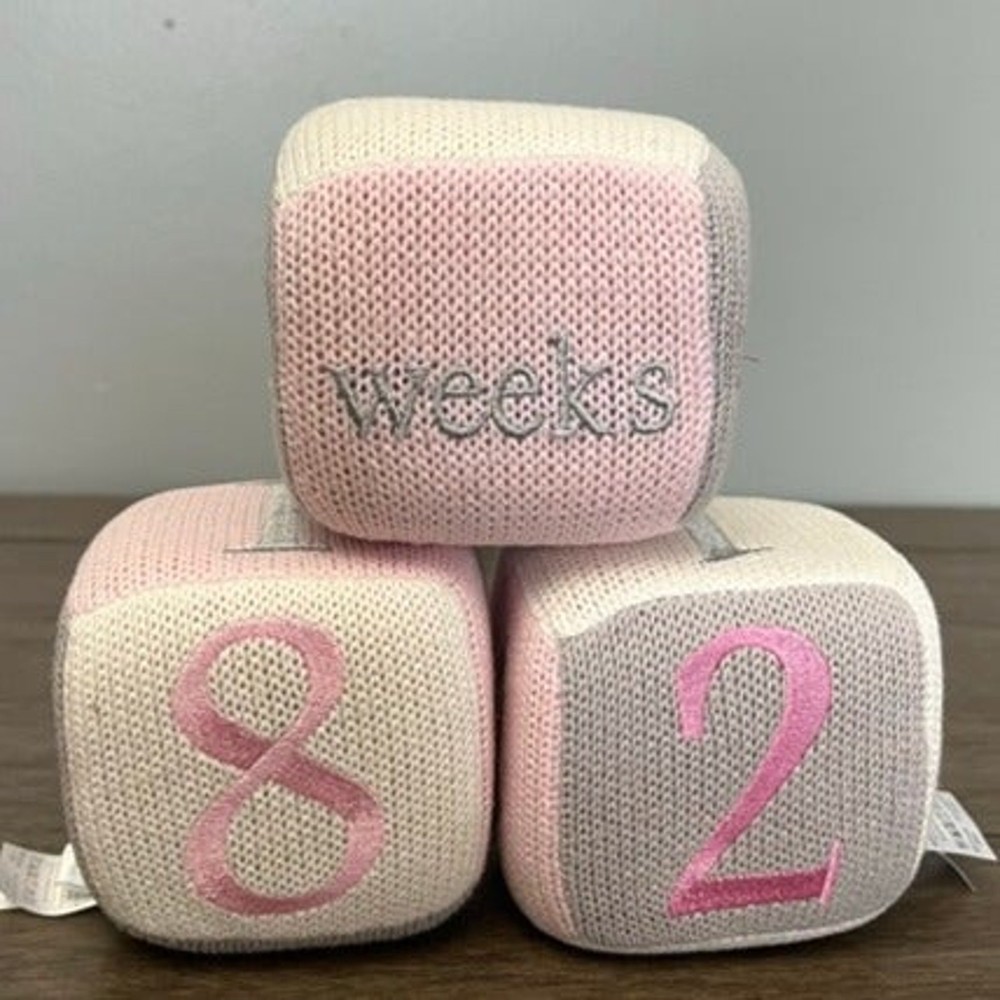 Milestone Blocks Pink, Grey, and White