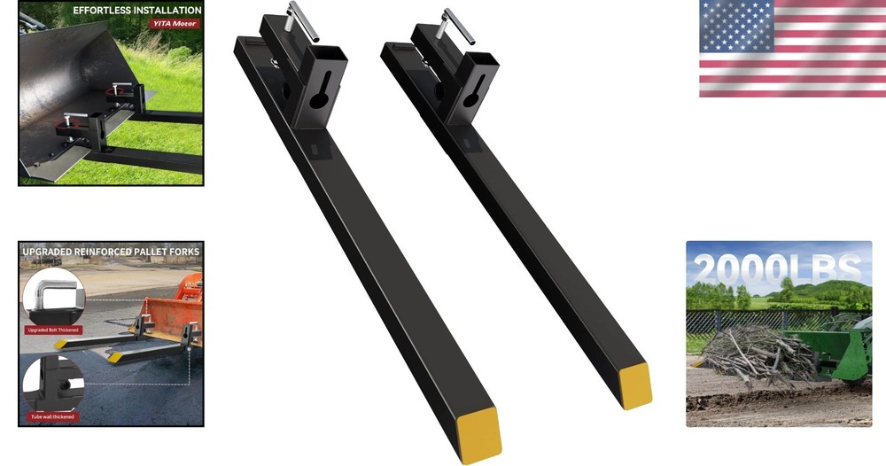 43" Quick Attach Heavy-Duty Forks for Tractors - Efficient 2000lbs Lifting