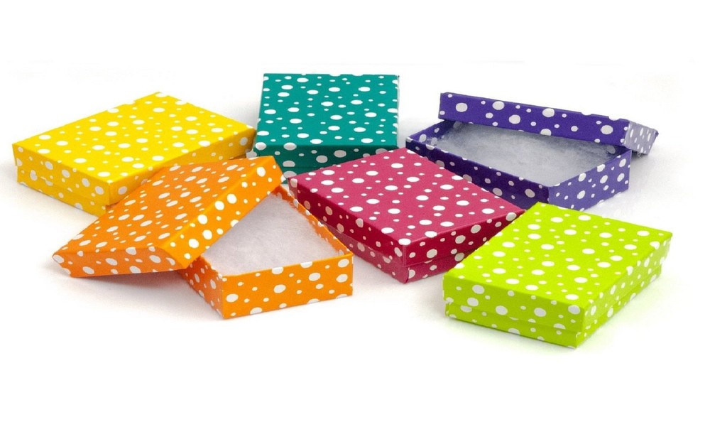 Polka Dot Pattern Cotton Filled Jewelry Boxes