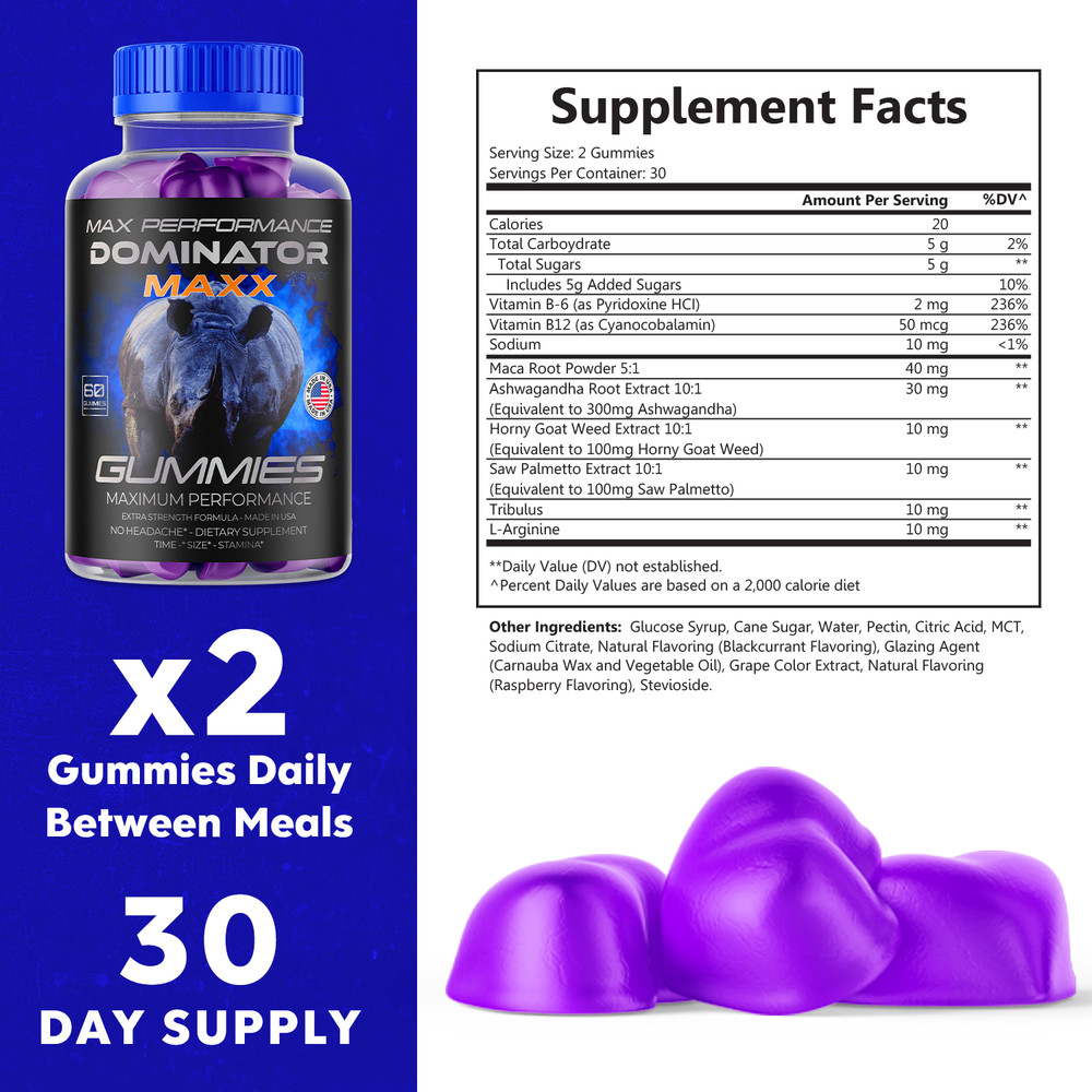 Dominator Maxx Gummies For Men, Advanced Performance Supplement 300 Gummies