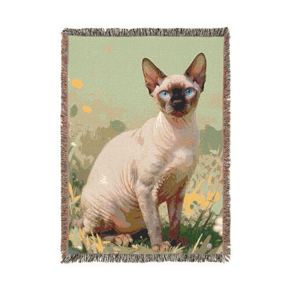 Cornish Rex Cat Woven Throw Blanket
