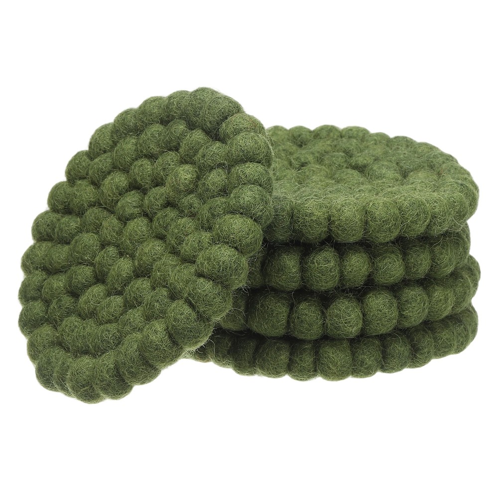 Felt Coasters, Set of 5, Green