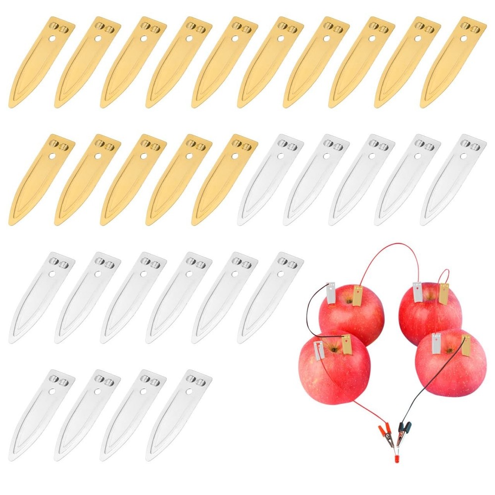 Fruit Battery Experiment Kit: 30 Zinc and Copper Strips for Electricity Learning