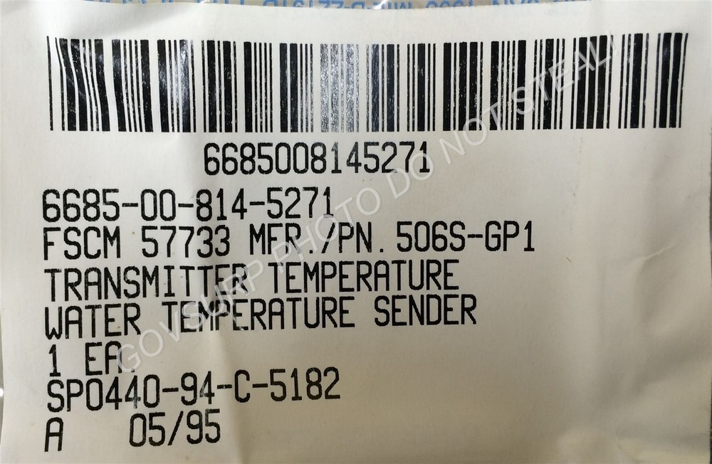 SENDER TEMP M-SERIES M35 M37 HUMV M715 M151 MS24537 7389566 6685-00-814-5271