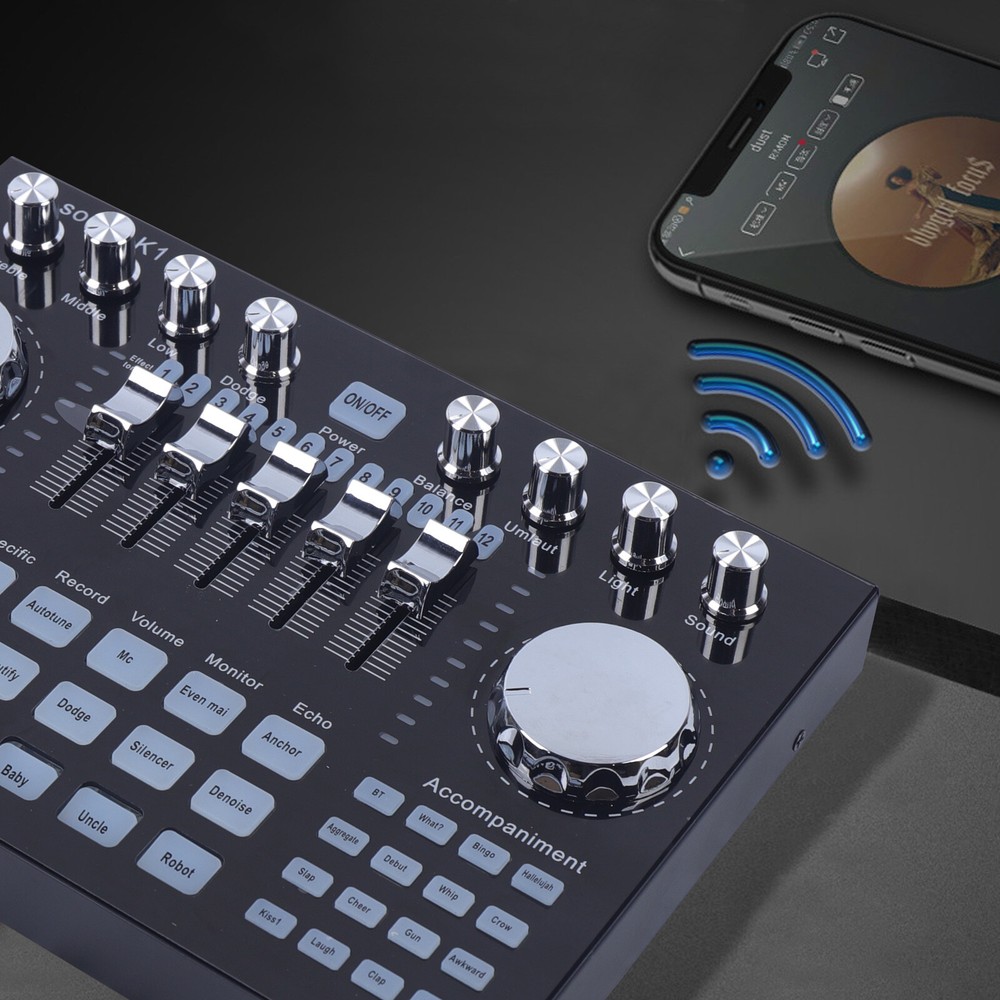 Audio Mixer Sound Board Console with 27 Sound Effects, USB Bluetooth Input