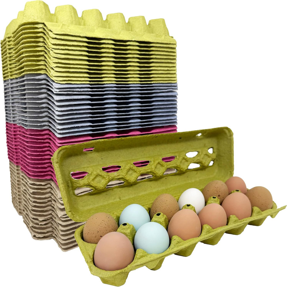Paper Pulp Egg Cartons - Assorted Colors - 50 Pack
