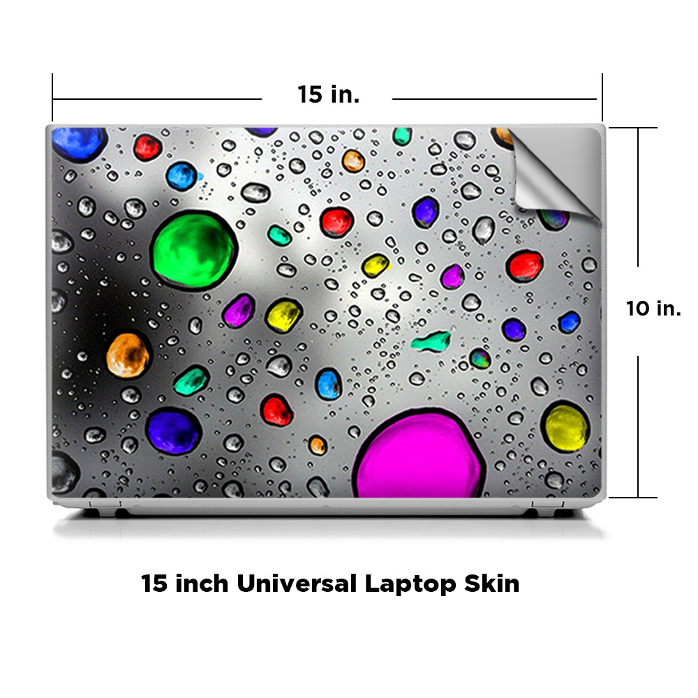 Universal Laptop Skins wrap for 15" - colored rain drops 3d effect