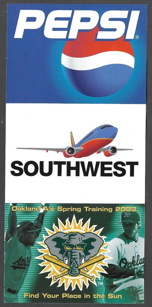 2003 ATHLETICS A's  Southwest Airlines  Spring Training  POCKET SCHEDULE  EX-MT+