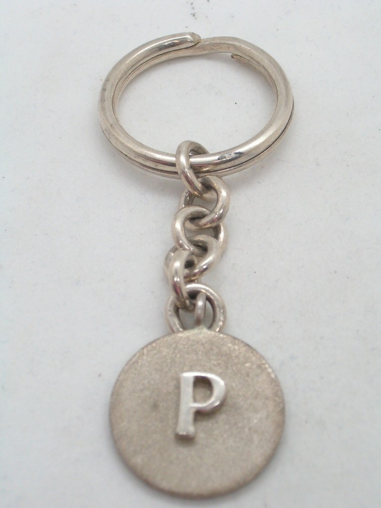 Keychain with letter - P - 925 Silver - initial - alphabet - breeze -