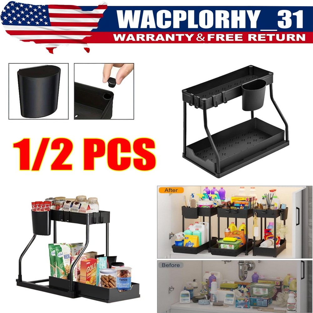 Under Sink Organizer, 2 Tier Under Sink Organizers and Storage Kitchen Tool US