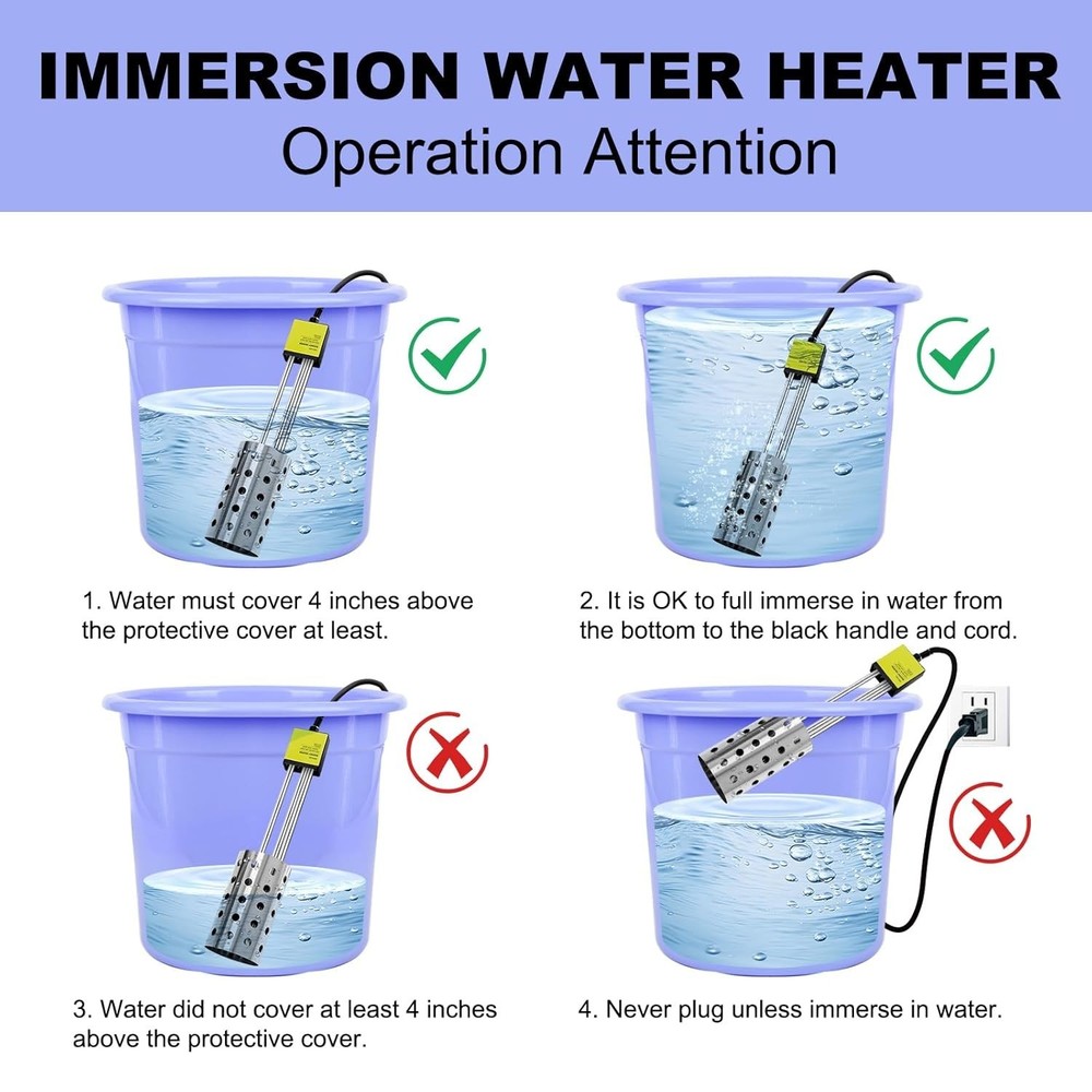 Portable Bucket Heater - Submersible with Thermostat