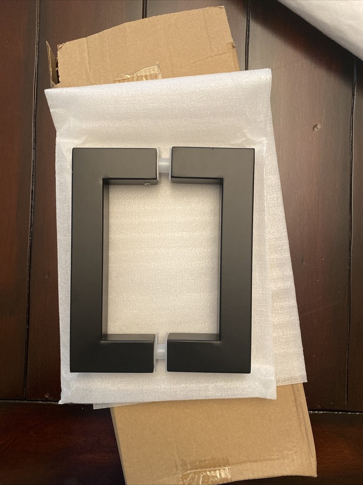 6" SQUARE DOUBLE SIDED SHOWER DOOR HANDLE MATT BLACK