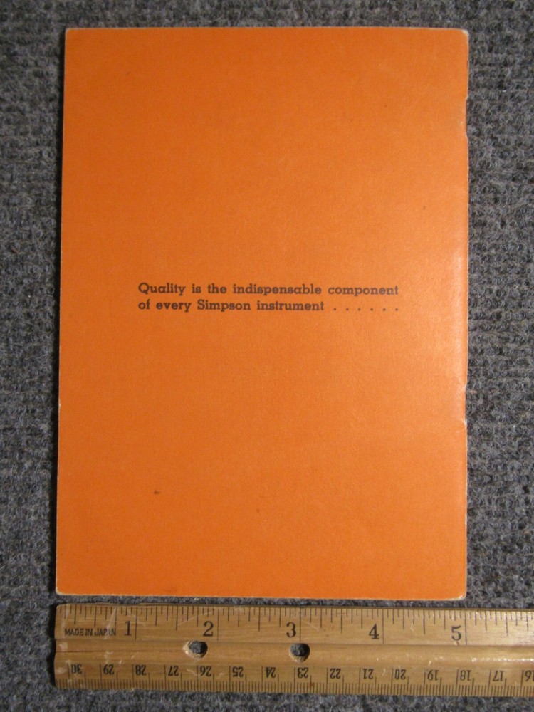 Simpson V.O.M Model 267 Operator's Manual ~ c. 1965 ~ Original