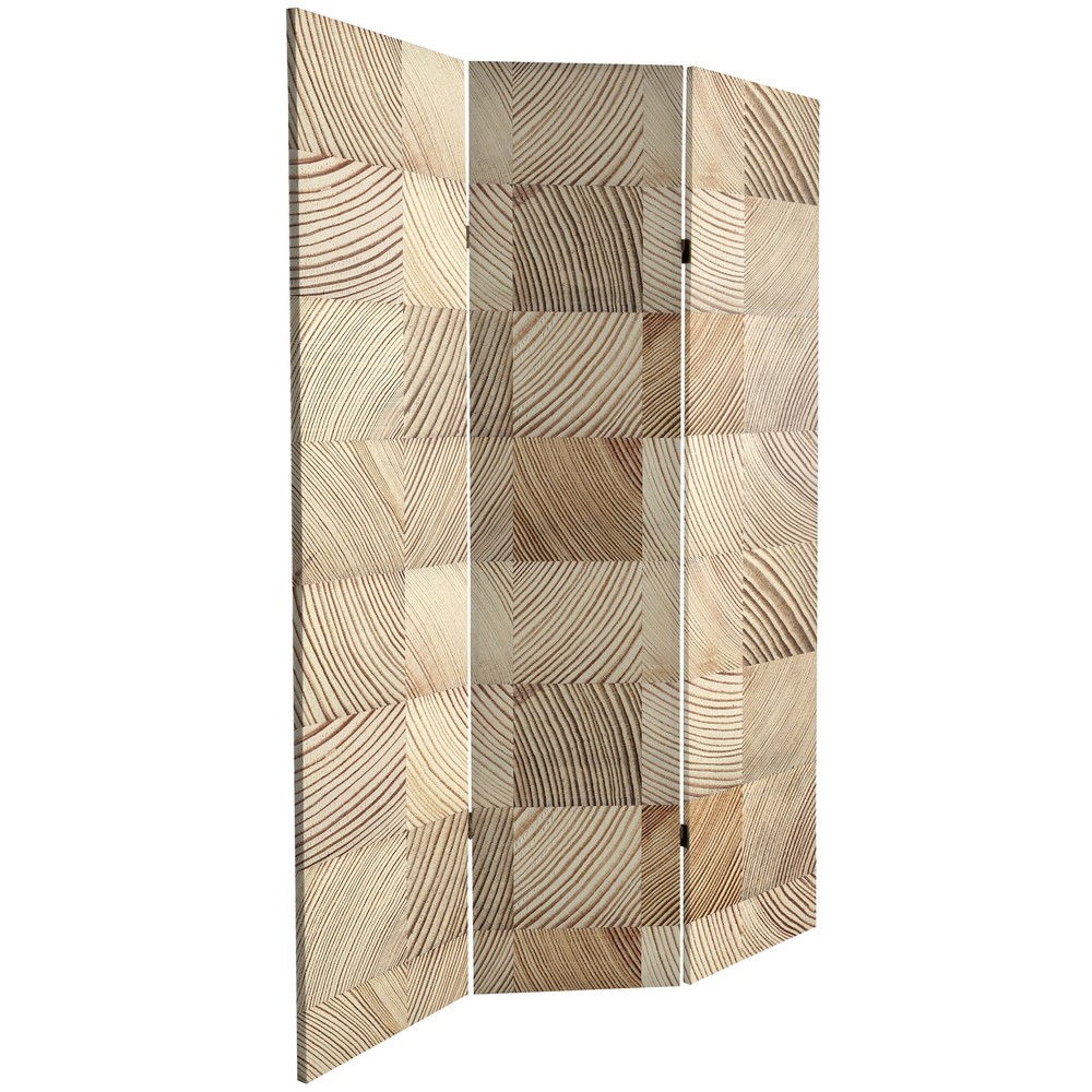 6 ft. Tall Double Sided Pale Wood Pattern Canvas Room Divider