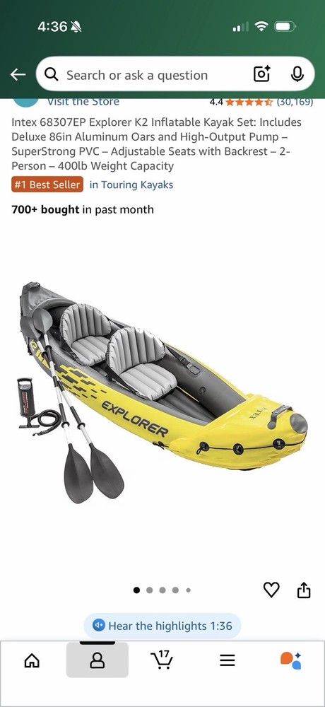 Intex Explorer K2 Inflatable Kayak - 2 Person