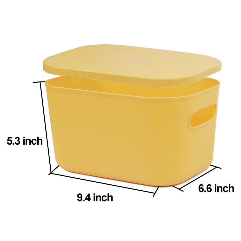 6Pcs Small Storage Bins with Lids, Stackable Plastic Organizer Bin Storage Co...