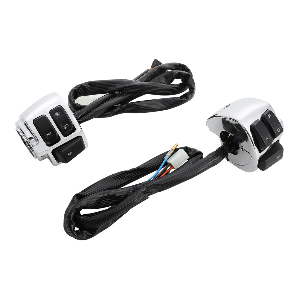 1 Pair Chrome Motorcycle 1"25mm Handlebar Control Switch With Wiring Harness