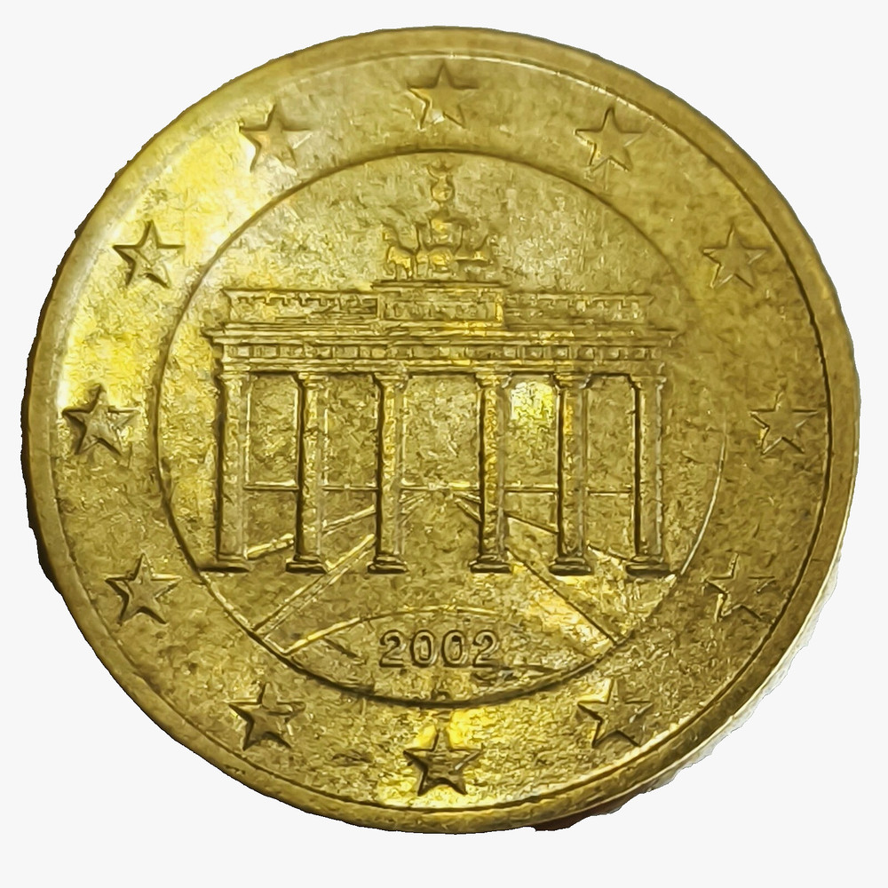 50 Cent Germany 2002 A – Error Coin (Double Rim, Weak Strike, Blurred Mintmark