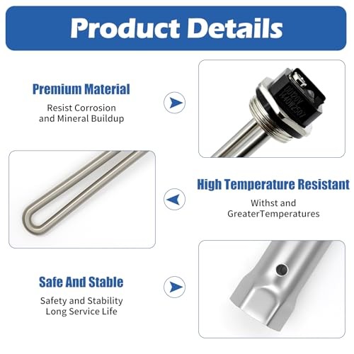 520900 RV Water Heater Element with 1-1/2" Element Wrench Kit Element + Wrench