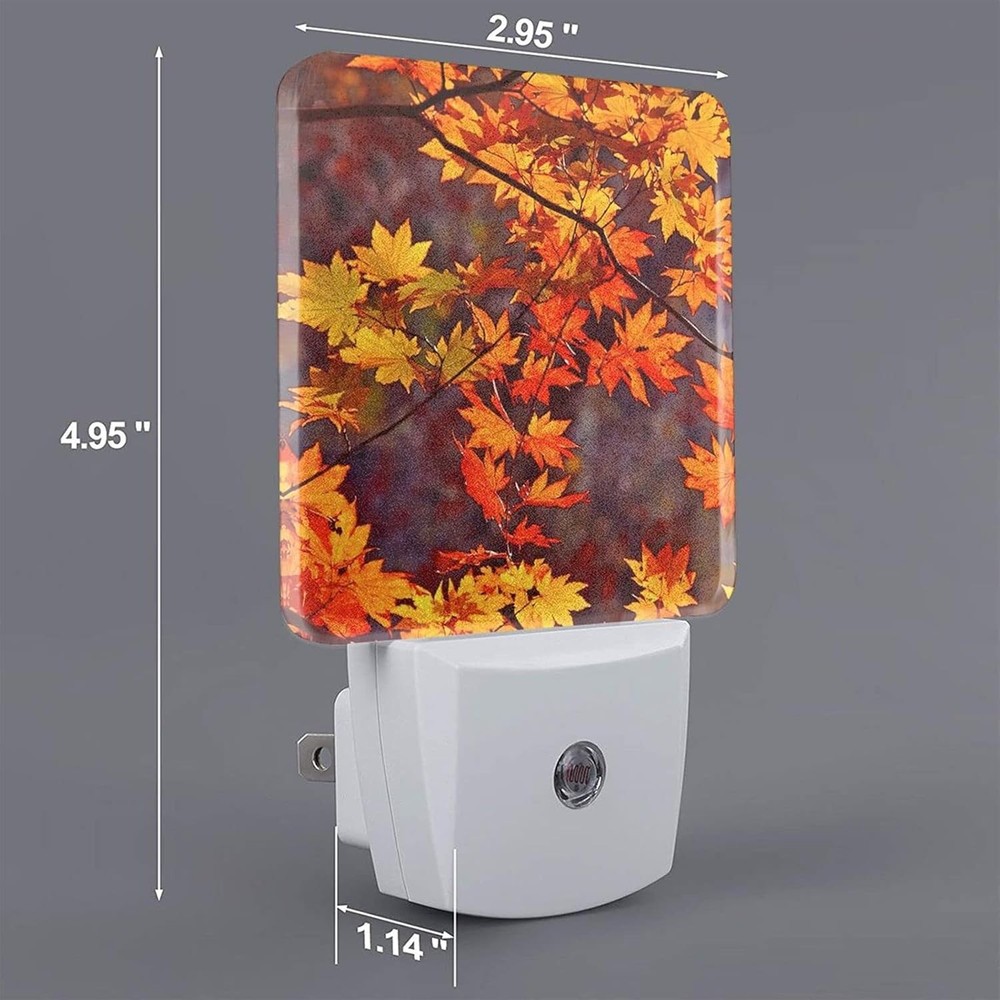 Autumn Maple Leaves Fall Night Light Set of 2 Auto Sensor US,