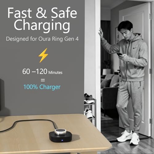 Charger for Oura Ring 4/ Ceramic - Size- Quick Charge Dock with 3FT USB-C 9