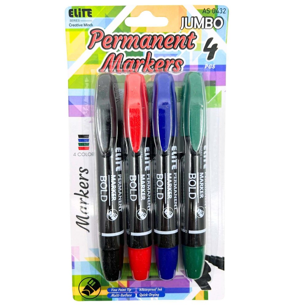 Assortment Permanent Markers: 4CT