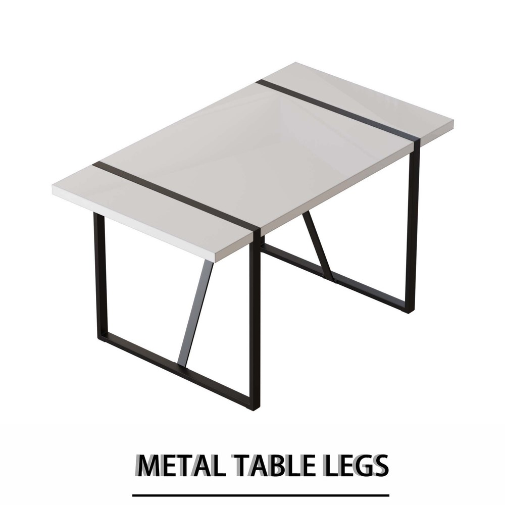 55 " modern rural industrial rectangular MDF white dining table, suitable for
