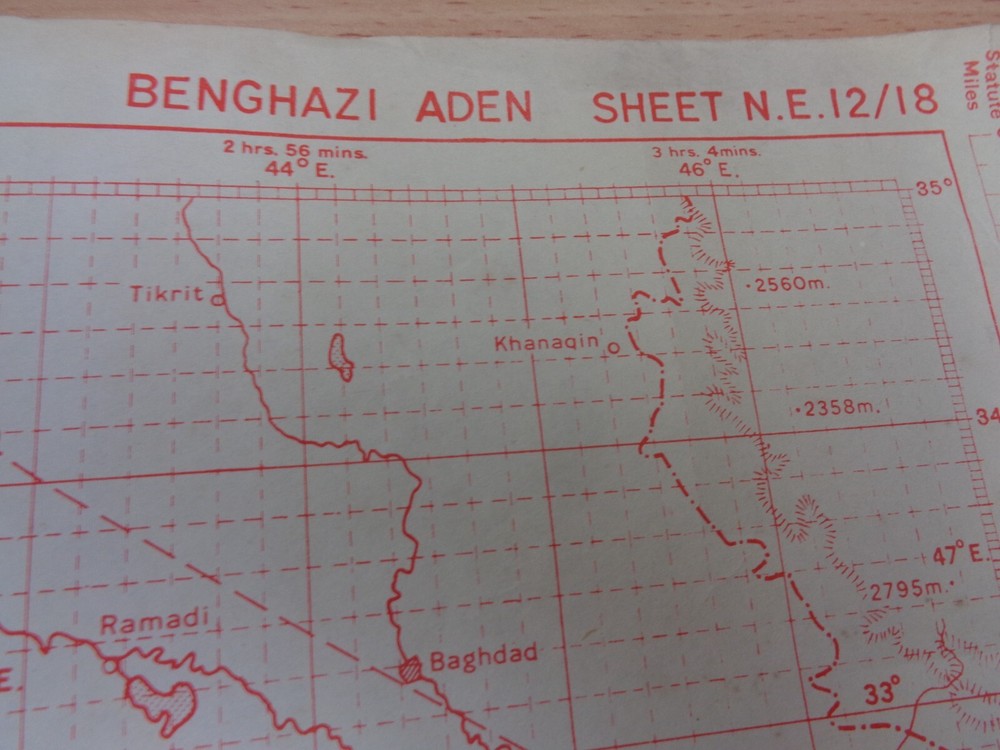 WW2 RAF plotting map of THE MIDDLE EAST entitled "BENGHAZI - ADEN"