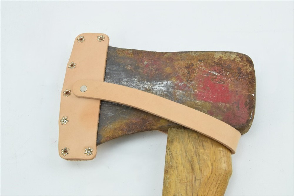 Leather EDGE GUARD Sheath for 4-3/4" Blade Single Bit Axe Amish Made NATURAL