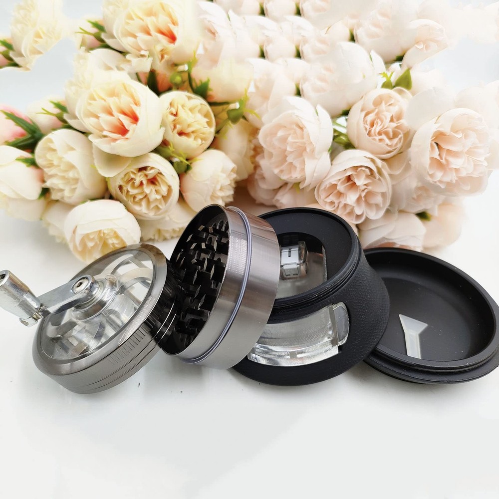 3 inch Hand Crank Grinder with Clear Top Black