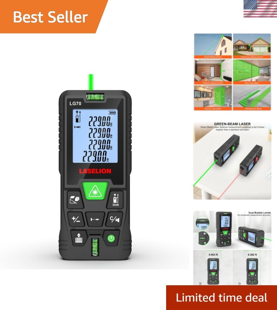 Multi-Function Green Laser Measuring Tool - Area and Volume Measurement, 229ft