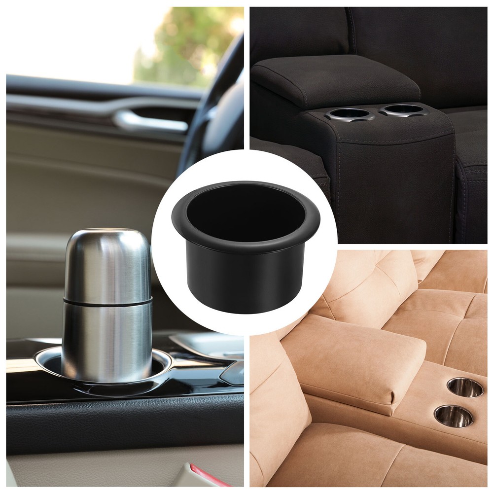 2 Pcs Plastic Drop-in Cup, 2.72"x4.25" Drink Can Holder, Black