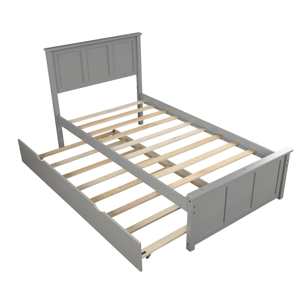 Platform Bed with Trundle Twin Size Frame