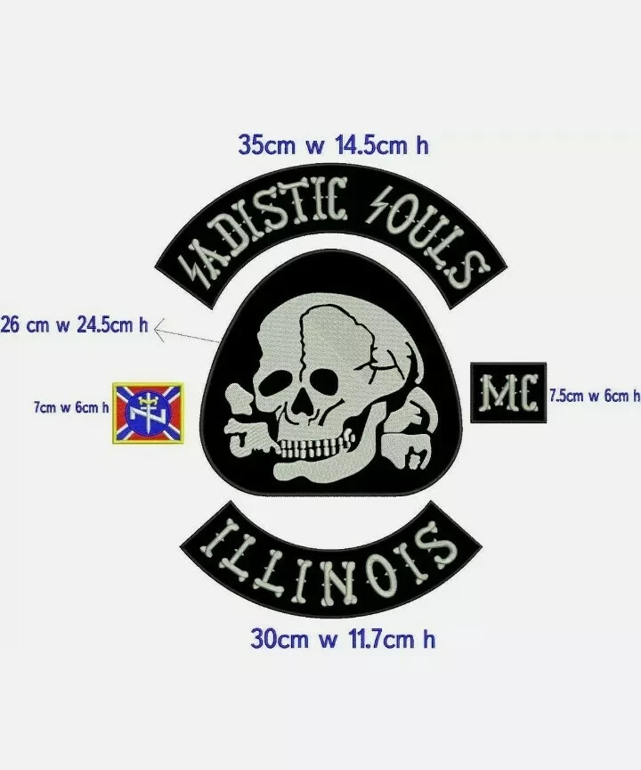 Illinois mc 35cm iron on embroidered set